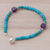 Amethyst and calcite beaded bracelet, 'Shades of Aqua' - Calcite Amethyst Sterling Silver Beaded Bracelet with Bell (image 2c) thumbail