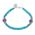 Amethyst and calcite beaded bracelet, 'Shades of Aqua' - Calcite Amethyst Sterling Silver Beaded Bracelet with Bell (image 2d) thumbail