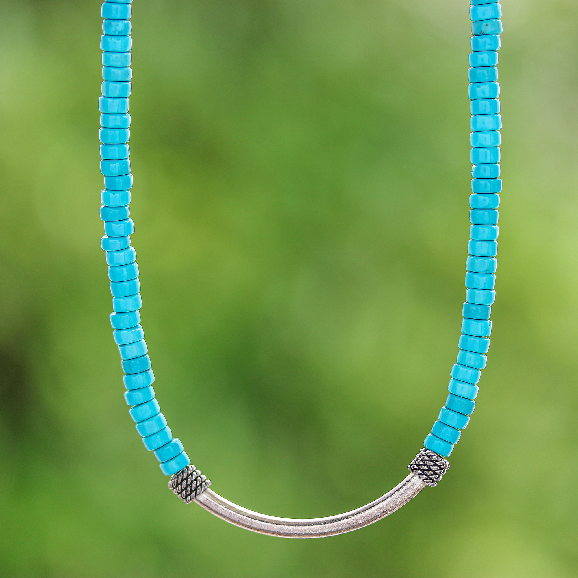 blue and green beaded necklace