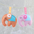 Felt ornaments, 'Napping Elephants' (pair) - Felt Elephant Ornaments in Orange and Pink (Pair)