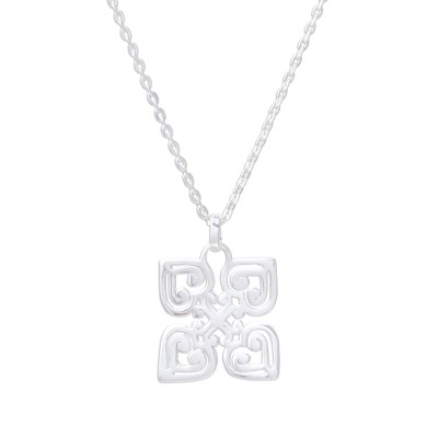 Handcrafted Sterling Silver Heart and Cross Pendant Necklace
