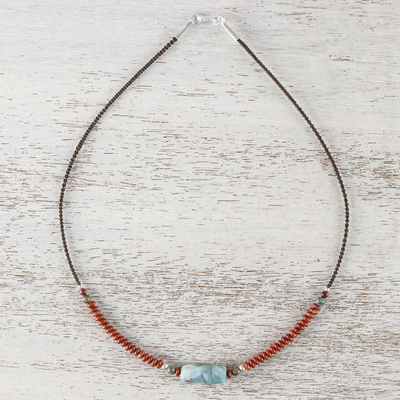 Jasper beaded pendant necklace, 'Lake Day' - Jasper Beaded Pendant Necklace from Thailand