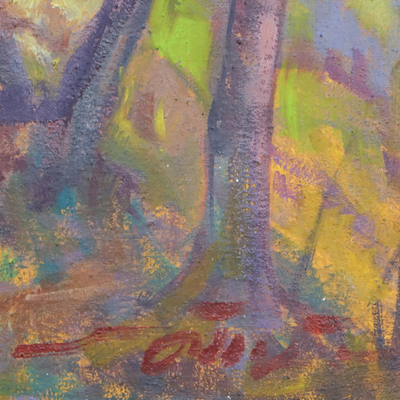 Fai Kham – Impressionistisches Ölgemälde des Waldweges