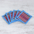 Cotton coasters, 'Lahu Blue' (set of 6) - Cotton Patchwork Coasters with Blue Trim (Set of 6) (image 2b) thumbail