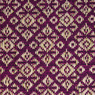 Cotton and silk blend table runner, 'Woven Magenta' - Traditional Handmade Yok Dok Cotton and Silk Table Runner