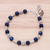 Lapis lazuli beaded bracelet, 'Floral Lapis' - Lapis Lazuli Beaded Bracelet from Thailand (image 2b) thumbail