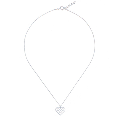 Sterling silver pendant necklace, 'Heart Twist' - Artisan Crafted Sterling Silver Heart Necklace from Thailand