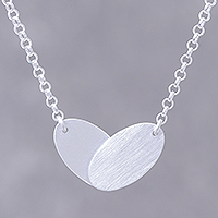 Sterling silver pendant necklace, 'Love Ovals'