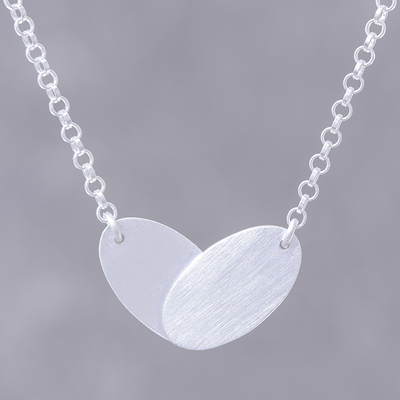 Sterling silver pendant necklace, 'Love Ovals' - Oval Sterling Silver Pendant Necklace from Thailand