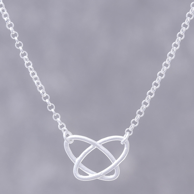 Sterling silver pendant necklace, 'Interlinked Ovals' - Openwork Oval Sterling Silver Pendant Necklace from Thailand