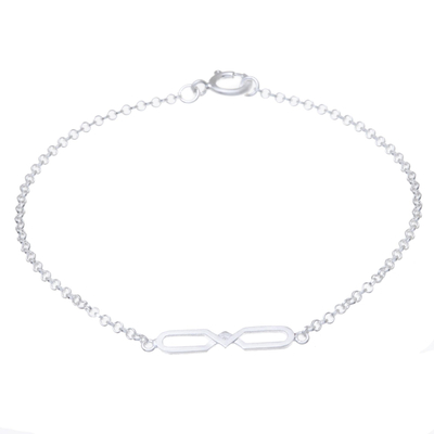 Geometric Sterling Silver Infinity Pendant Bracelet