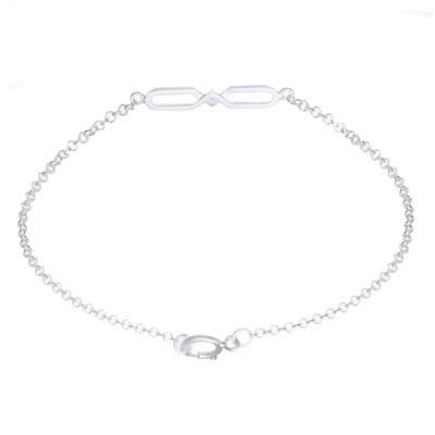 Sterling silver pendant bracelet, 'Geometric Infinity' - Geometric Sterling Silver Infinity Pendant Bracelet