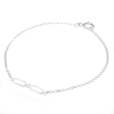 Sterling silver pendant bracelet, 'Geometric Infinity' - Geometric Sterling Silver Infinity Pendant Bracelet