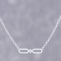 Sterling silver pendant necklace, 'Geometric Infinity' - Geometric Sterling Silver Infinity Pendant Necklace