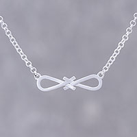 Sterling silver pendant necklace, 'Interlinked Infinity'