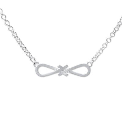 Sterling silver pendant necklace, 'Interlinked Infinity' - Sterling Silver Infinity Pendant Necklace from Thailand