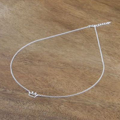 Halskette mit Anhänger aus Sterlingsilber - Halskette mit Kronenanhänger aus Sterlingsilber aus Thailand