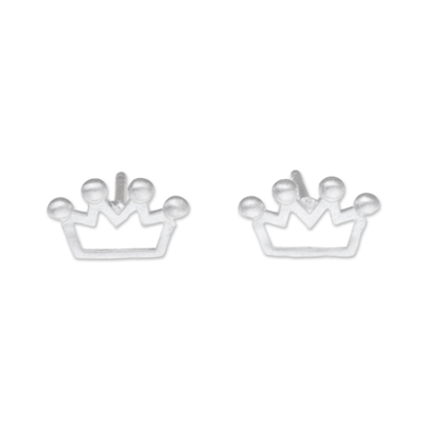 Sterling Silver Crown Stud Earrings from Thailand