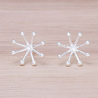 Sterling silver stud earrings, 'Delightful Stars'
