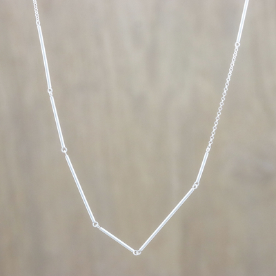 Sterling silver link necklace, 'Bare Minimalism' - Handmade 925 Sterling Silver Necklace from Thailand