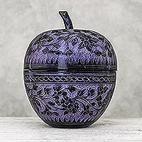 Mango wood decorative jar, Apple Delicacy in Purple