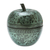 Mango wood decorative jar, 'Apple Delicacy in Green' - Floral Engraved Mango Wood Apple Decorative Jar in Green (image 2a) thumbail