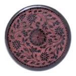 Mango wood decorative box, 'Exotic Flora in Pink' - Round Mango Wood Decorative Box in Pink from Thailand