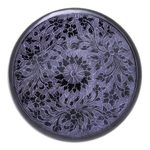 Mango wood decorative box, 'Exotic Flora in Purple' - Round Mango Wood Decorative Box in Purple from Thailand