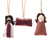 Cotton ornaments, 'Country Nativity' - Dark Red Hand-Stitched Cotton Nativity Ornaments (Set of 3)