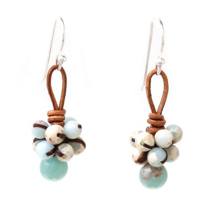 Jasper Cluster Dangle Earrings from Thailand