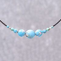 Magnesite and variscite beaded pendant necklace, 'Cool Life' - Magnesite and Variscite Beaded Pendant Necklace