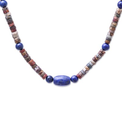 Lapis Lazuli and Jasper Beaded Necklace from Thailand