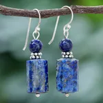 Lapis lazuli dangle earrings, 'Blue Marvel' - Lapis Lazuli Dangle Earrings from Thailand