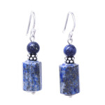Lapis lazuli dangle earrings, 'Blue Marvel' - Lapis Lazuli Dangle Earrings from Thailand