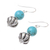 Silver dangle earrings, 'Gorgeous Spirals' - Karen Silver and Recon. Turquoise Earrings from Thailand