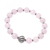 Rose quartz beaded stretch bracelet, 'Leafy Pink' - Leaf-Themed Rose Quartz Beaded Stretch Bracelet