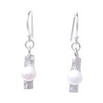 Cultured pearl dangle earrings, 'Modern Dew' - Modern Cultured Pearl Dangle Earrings from Thailand