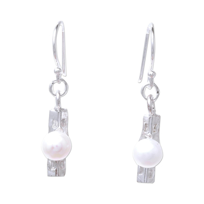 Modern Cultured Pearl Dangle Earrings from Thailand
