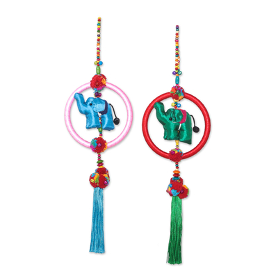 Ornamente aus Baumwollmischung, (4er-Set) - Bunte Elefanten-Ornamente aus Baumwollmischung (4er-Set)