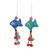 Cotton ornaments, 'Cheerful Fish' (set of 4) - Colorful Cotton Fish Ornaments from Thailand (Set of 4)