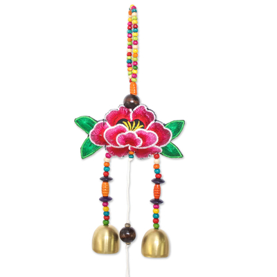 Beaded mobile, 'Mandarin Peony' - Floral Beaded Mobile Crafted in Thailand