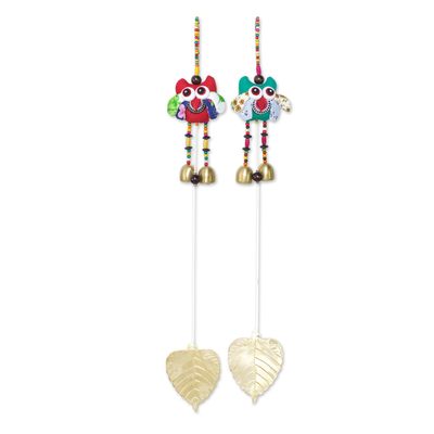 Cotton mobiles, 'Ringing Owls' (pair) - Handmade Owl-Themed Cotton Mobiles from Thailand (Pair)