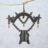 Wood mobile, 'Farm Ring' - Artisan Crafted Raintree Wood Mobile from Thailand