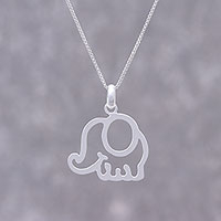 Sterling silver pendant necklace, 'Stunning Elephant' - Sterling Silver Elephant Pendant Necklace from Thailand