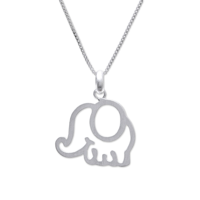 Sterling Silver Elephant Pendant Necklace from Thailand