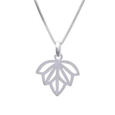 Sterling Silver Leaf Pendant Necklace from Thailand