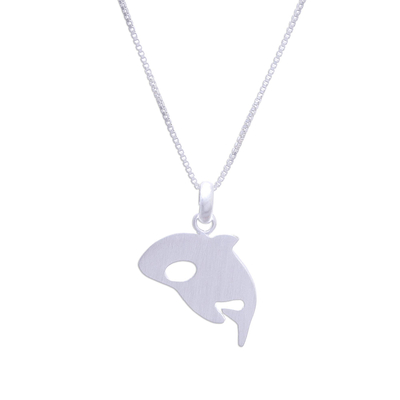 Sterling Silver Killer Whale Pendant Necklace from Thailand