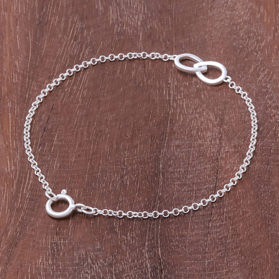 Armband aus Sterlingsilber mit zwei Kreisanhängern - Unendlichkeitsmotiv-Anhängerarmband aus Sterlingsilber mit zwei Kreisen