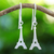 Sterling silver dangle earrings, 'Eiffel Tower' - Sterling Silver Eiffel Tower Dangle Earrings from Thailand thumbail