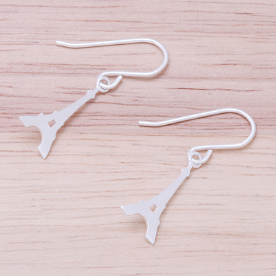 Sterling silver dangle earrings, 'Eiffel Tower' - Sterling Silver Eiffel Tower Dangle Earrings from Thailand